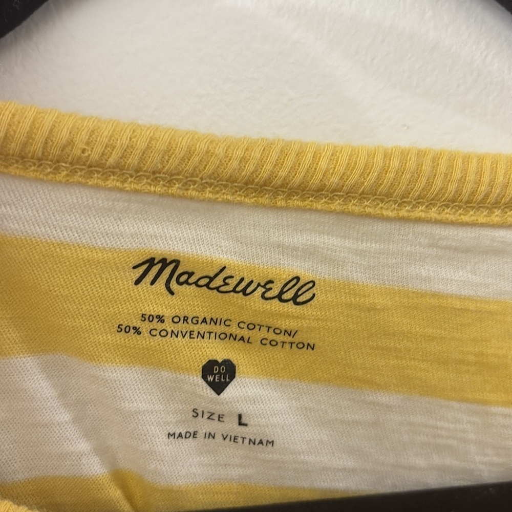 Madewell Yellow and White Striped Tee - women’s large - cotton - Picture 2 of 3